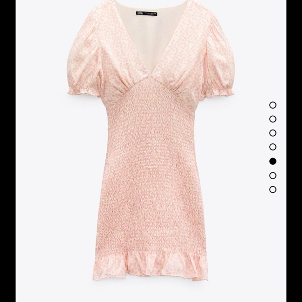Zara Textured Ruched Pink Daisy Floral Flowers Summer Milkmaid Sundress Dress